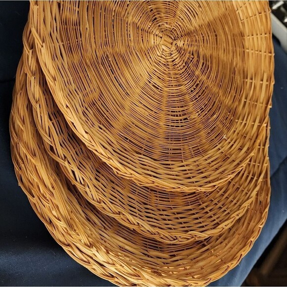 Picnic paperplate Bambo Holders Wicker Decor Vintage - Picture 6 of 7